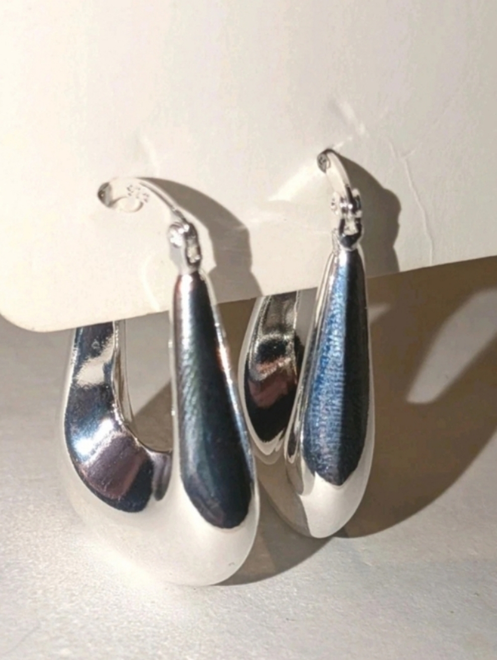 Womens Elegant 925 Sterling silver Elegant Puffed Huggie Hoop Earrings